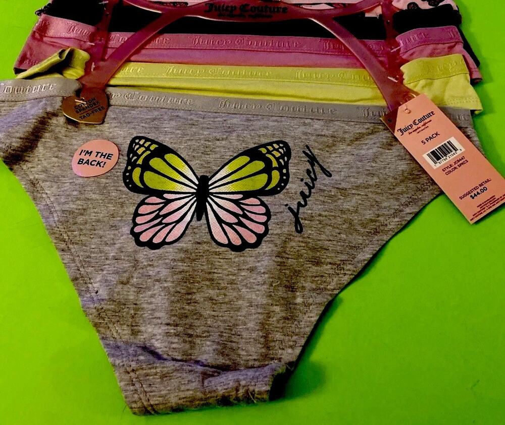 NEW! Juicy Couture Butterfly Bikini Panty 5 Pack Set/ MSRP $44/ LARGE